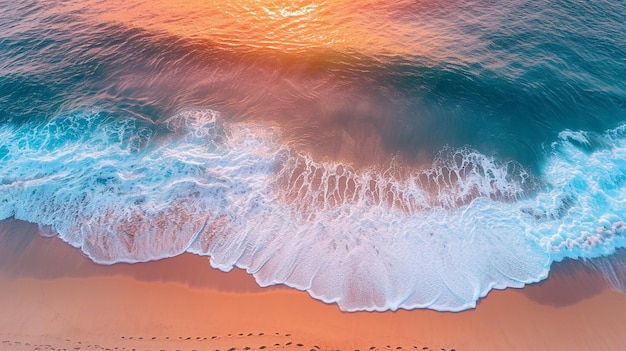 Una vista aérea de una playa serena al amanecer