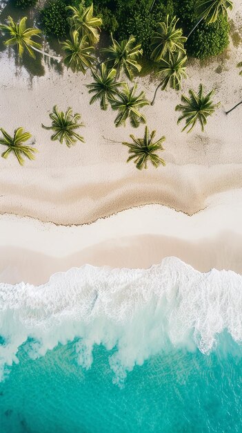 Foto vista aérea de una playa tropical con palmeras