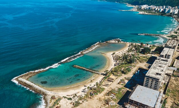 Foto vista aérea de la playa