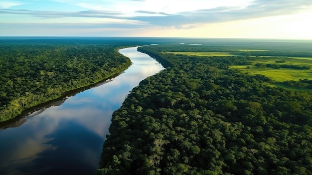 Vista aérea del río Amazonas