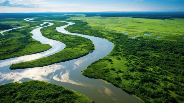 Vista aérea del río Amazonas