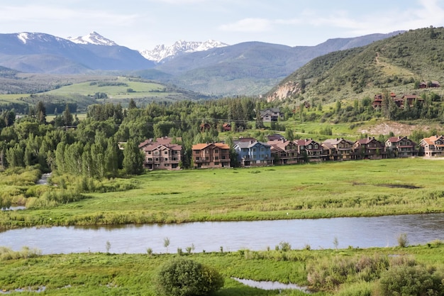 Vista aérea del río Colorado en la vista panorámica cerca de la I70.