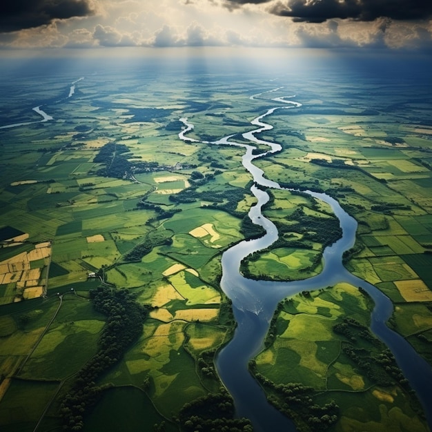 vista aérea del río IA generativa