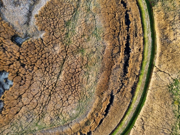 Foto vista aérea de un río moribundo