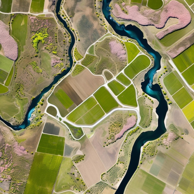 vista aérea de un río que atraviesa un valle verde exuberante