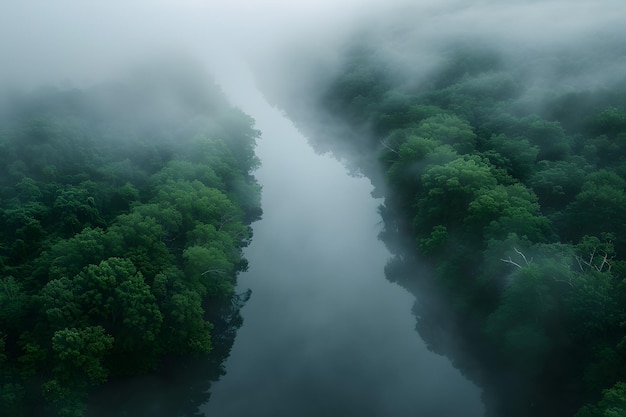 Vista aérea de un río rodeado de árboles