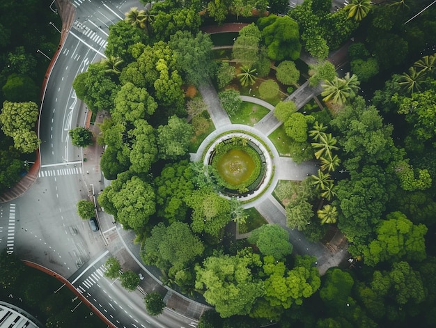 Vista aérea de la rotonda verde