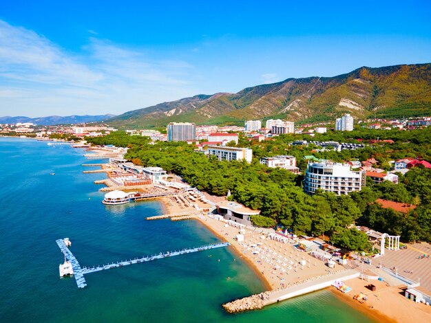 Vista aérea Rusia de la playa de la ciudad de Gelendzhik