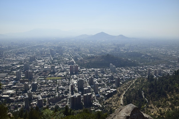 Vista aérea de Santiago de Chile desde el Cerro Santa Lucía