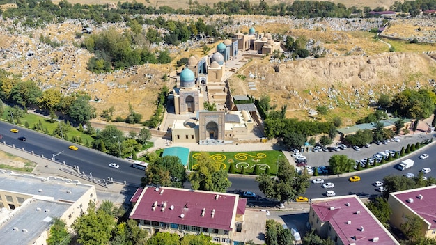 Foto vista aérea de shahizinda en samarcanda