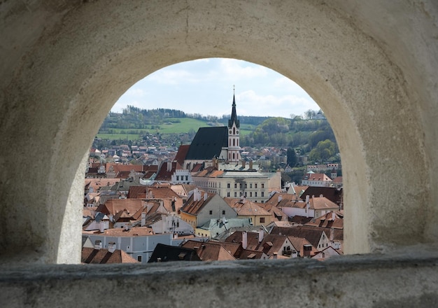 Vista aérea sobre el casco antiguo de Cesky Krumlov República Checa