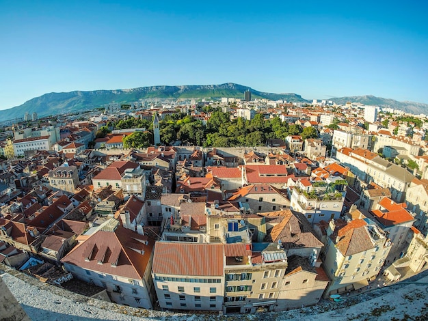 Vista aérea de Split Croacia tomada desde la torre del antiguo palacio del emperador romano Diocleciano