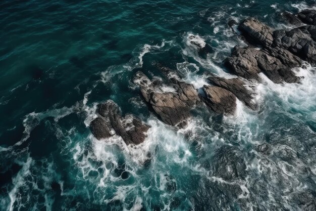 Vista aérea de la superficie del mar