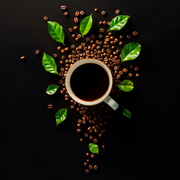 Foto vista aérea de una taza de café