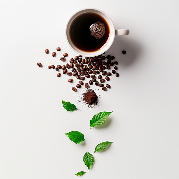 Foto vista aérea de una taza de café