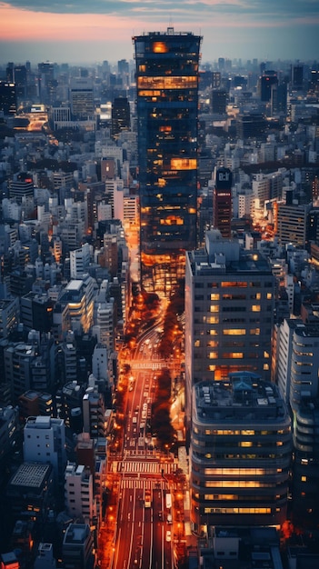 Vista aérea de Tokio Japón