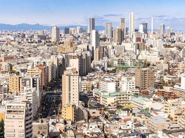 Foto vista aérea de tokio rascacielos shinjuku.