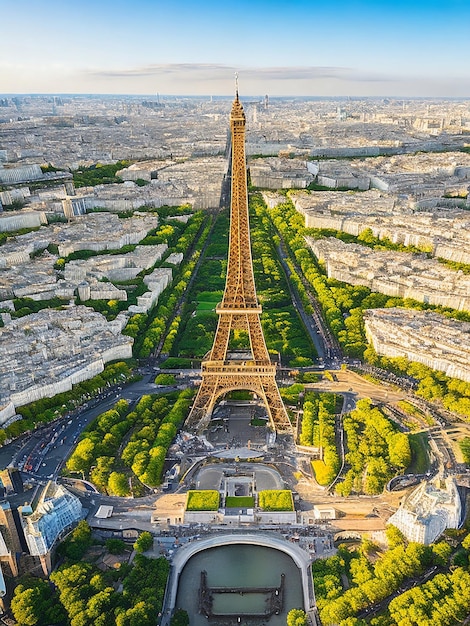 Vista aérea de la Torre Eiffel