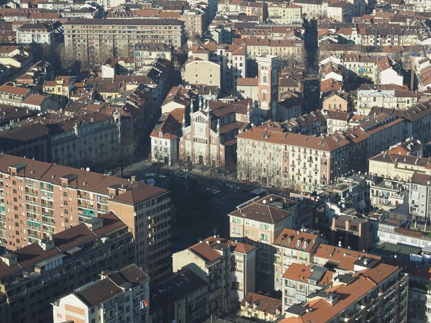 Vista aérea de Turín con Gesu Nazareno Jesús de Nazaret chur