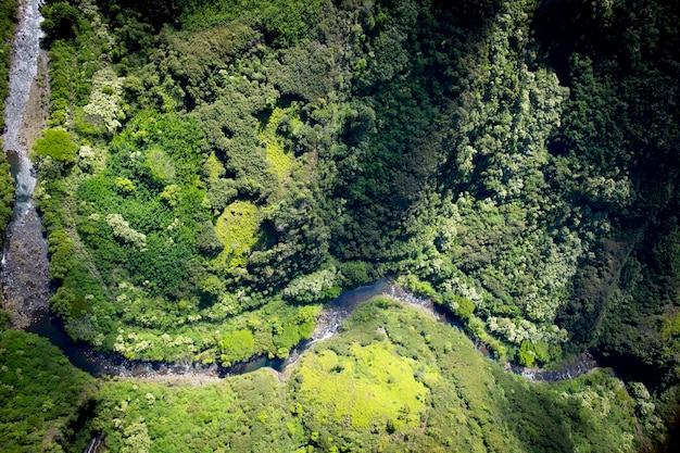 Vista aérea de un valle verde en Kauai Hawaii