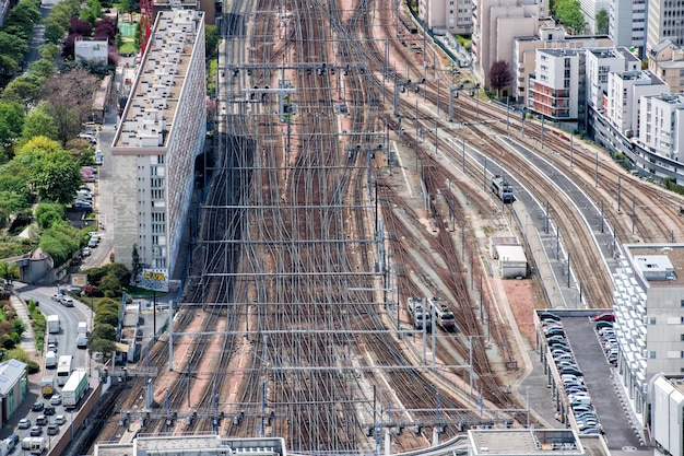 Vista aérea de las vías del tren de París