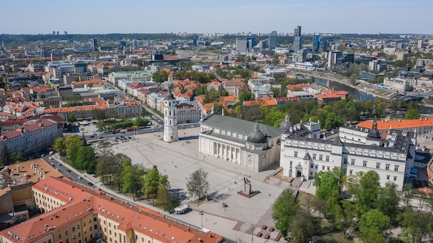Vista aérea de Vilnius, la capital de Lituania. Pueblo Viejo