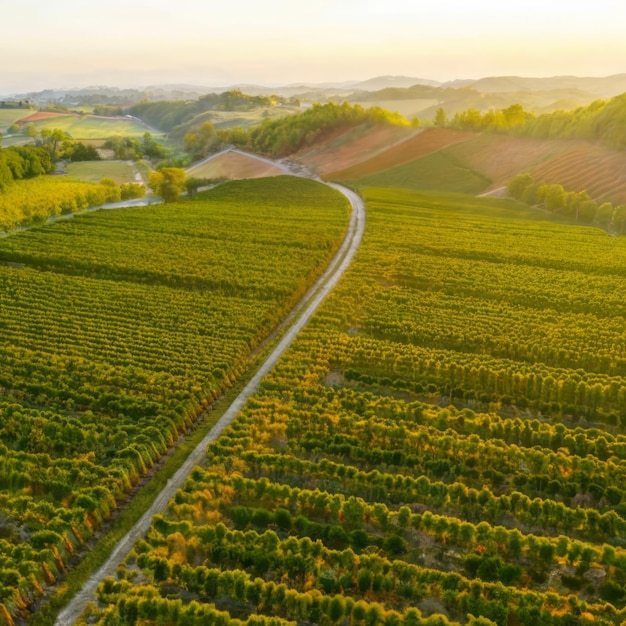 vista aérea de un viñedo verde y exuberante