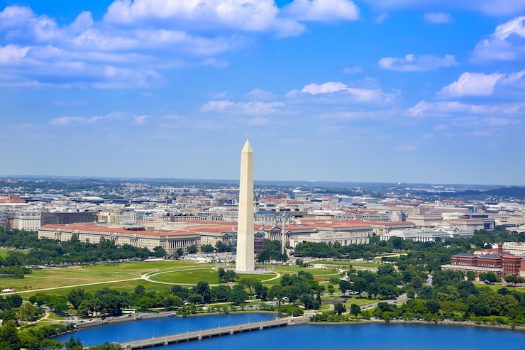 Foto vista aérea de washington dc national mall monument