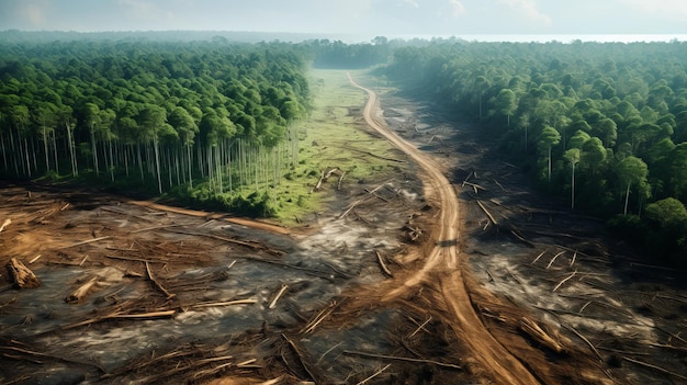Foto vista aérea de una zona de tala