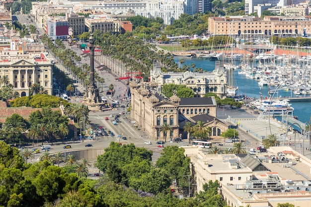 Foto vista de aeria de la ciudad de barcelona, ​​españa