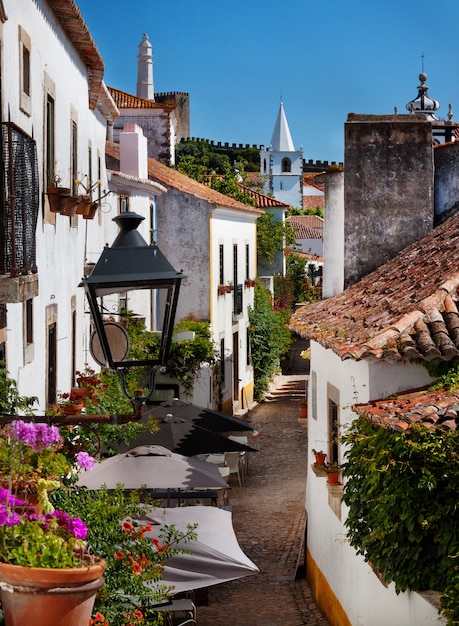 Vista al centro histórico de la ciudad de Obidos, Portugal