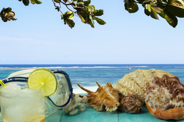 Vista al mar y cóctel de playa