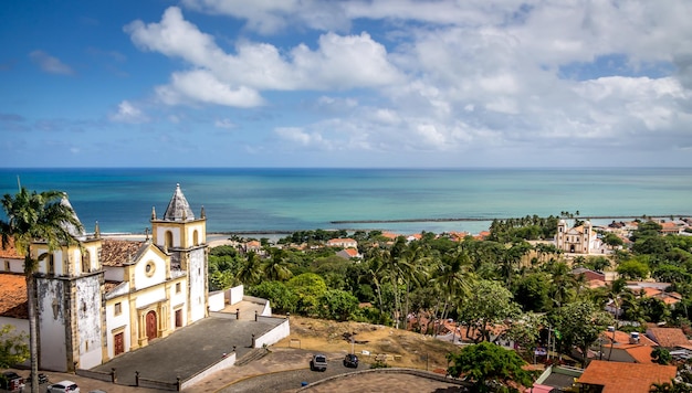 Foto vista alta da catedral de olinda e se, pernambuco, brasil