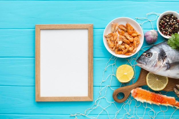 Foto vista de alto ángulo de los alimentos en la mesa