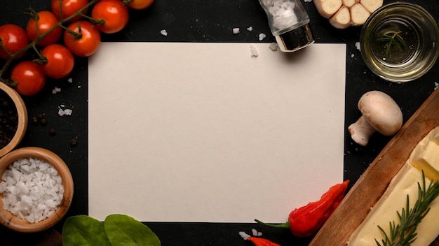 Foto vista de alto ángulo de los alimentos en la mesa