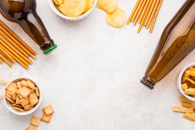 Foto vista de alto ángulo de los alimentos en la mesa