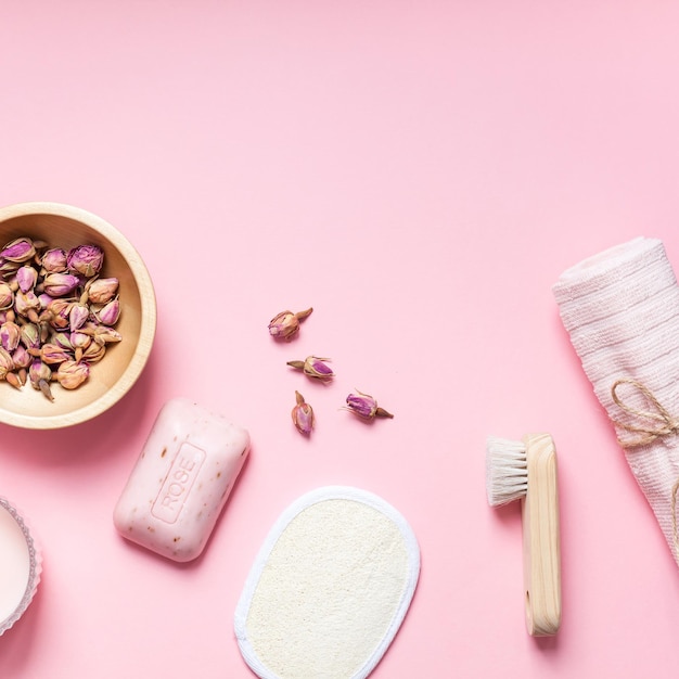 Foto vista de alto ángulo de los alimentos en la mesa