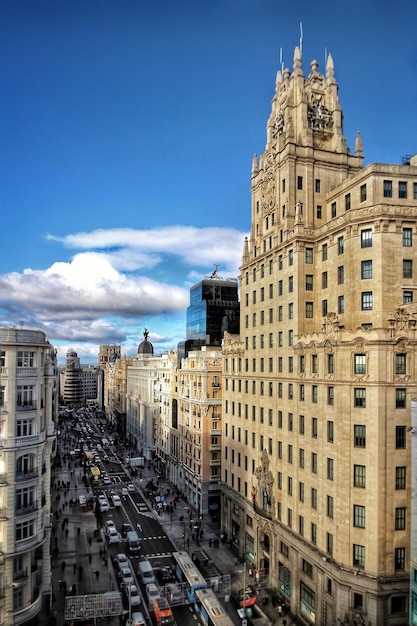 Foto vista de alto ángulo de los edificios de la ciudad.