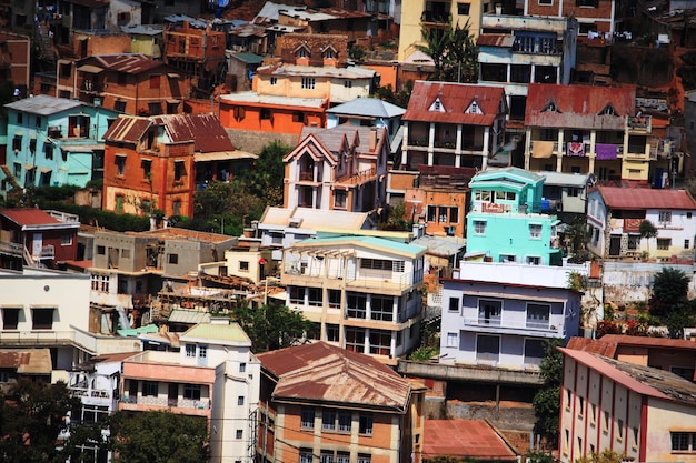 Foto vista de alto ángulo de los edificios en la ciudad