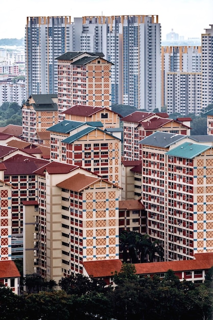 Foto vista de alto ángulo de los edificios en la ciudad