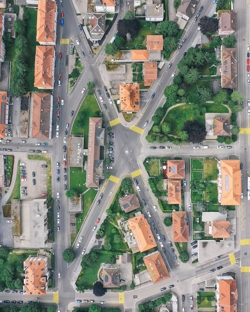 Vista de alto ángulo de los edificios en la ciudad