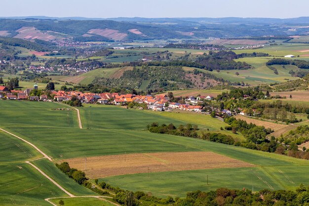 Foto vista de alto ángulo desde el lemberg de duchroth en el río nahe renania-palatinado alemania