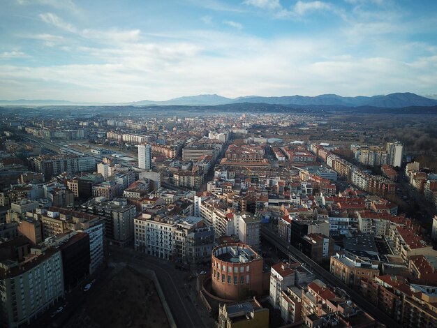 Foto vista de alto ángulo del paisaje urbano contra el cielo