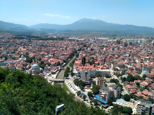 Foto vista de alto ángulo del paisaje urbano contra el cielo