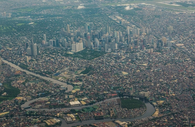 Foto vista de alto ángulo del paisaje urbano