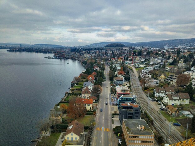 Foto vista de alto ángulo del paisaje urbano