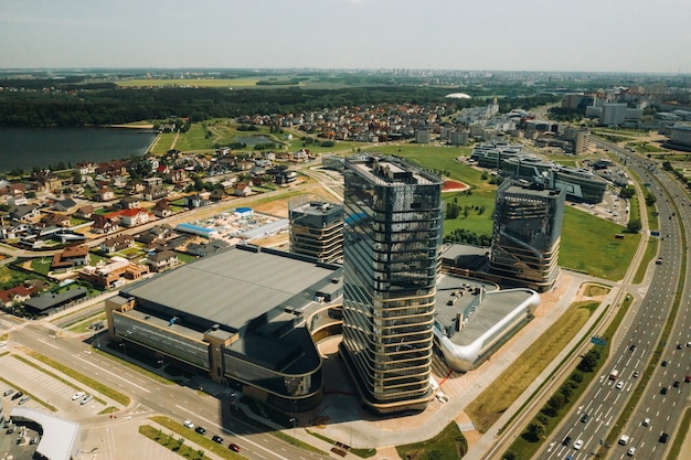 Vista desde la altura de Pobediteley Avenue en Minsk.