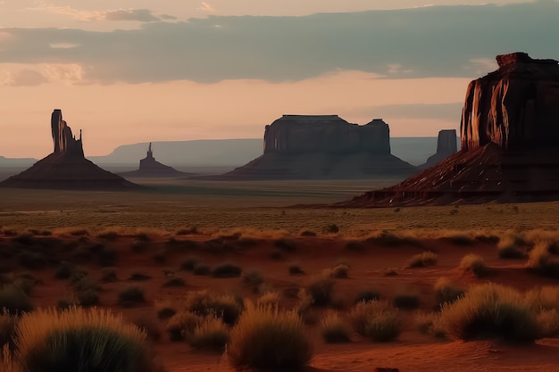 Foto vista del amanecer en monument valley usa ai