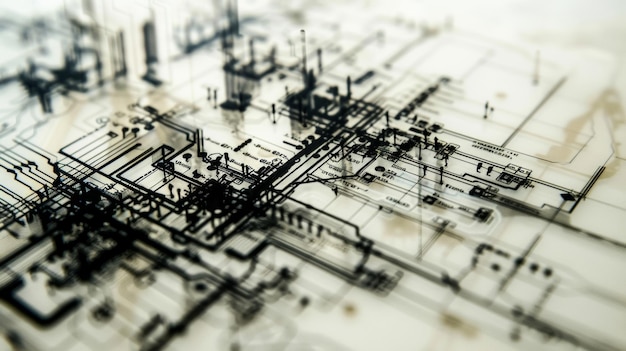 Foto una vista ampliada de un circuito creado con tinta conductora que muestra los detalles intrincados y