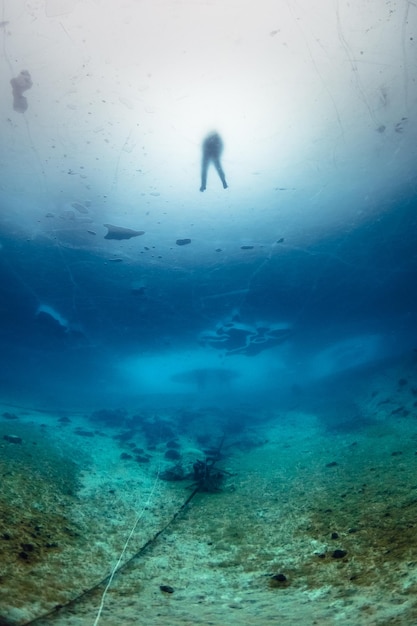 Vista desde un ángulo bajo de agua congelada